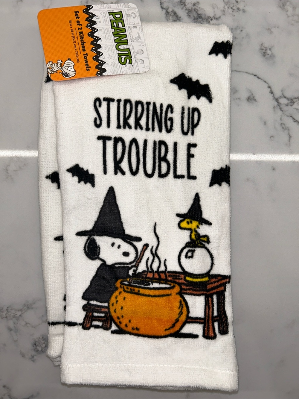 Peanuts Snoopy Halloween Stirring Up Trouble Kitchen Towels Set of 2 - 18”x28”